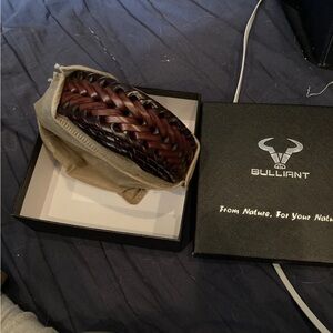 Brown Braided Leather Men’s Belt